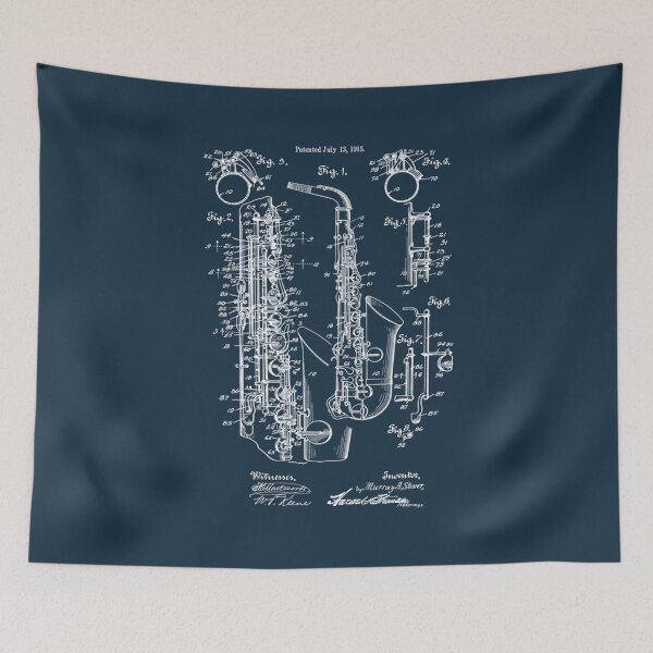 Item preview, Jazz Saxophone Vintage Patent Print 1915 designed and sold by RosaLillaPrints.