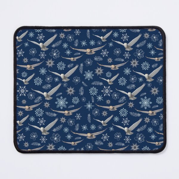 Item preview, Snowy owl pattern in navy blue designed and sold by locustgirl.