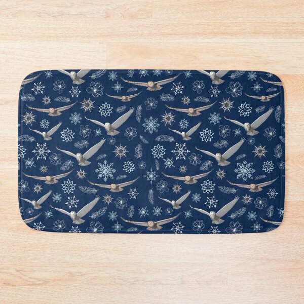 Item preview, Snowy owl pattern in navy blue designed and sold by locustgirl.