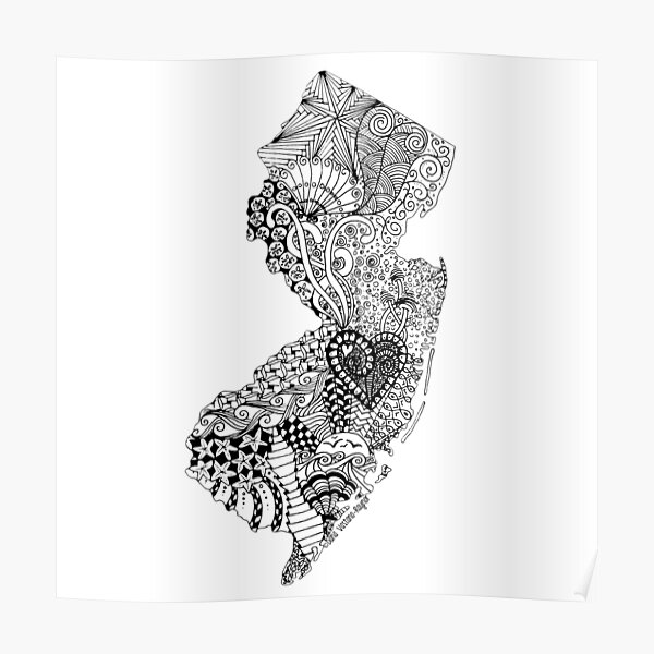 New Jersey Doodle Poster