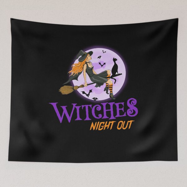 Item preview, Witches Night Out With Cat On Broom Halloween designed and sold by Dressed For  Duty.