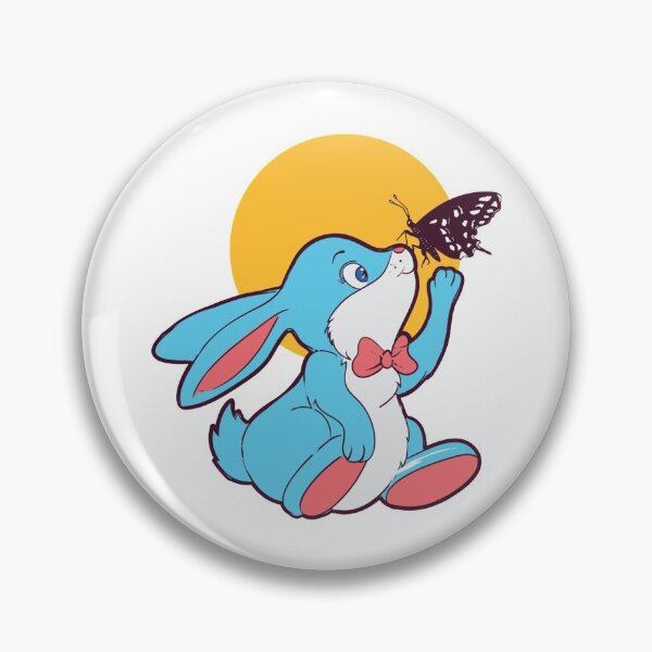 Item preview, Cute Blue Bunny Playing With A Butterfly    designed and sold by DobbinsStoree.