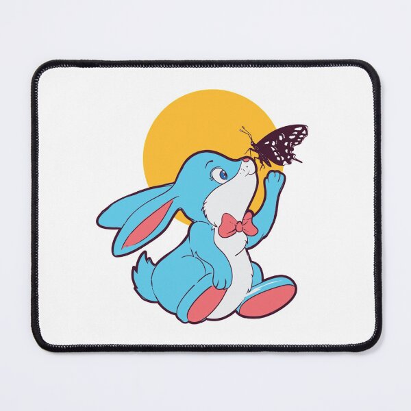 Item preview, Cute Blue Bunny Playing With A Butterfly    designed and sold by DobbinsStoree.