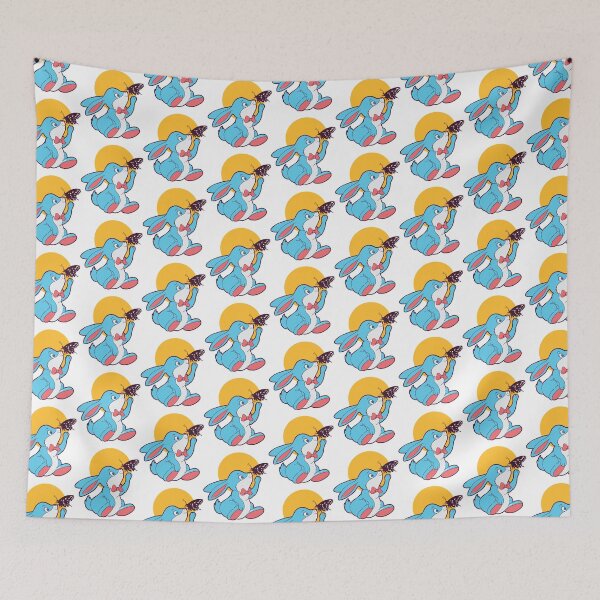 Item preview, Cute Blue Bunny Playing With A Butterfly    designed and sold by DobbinsStoree.