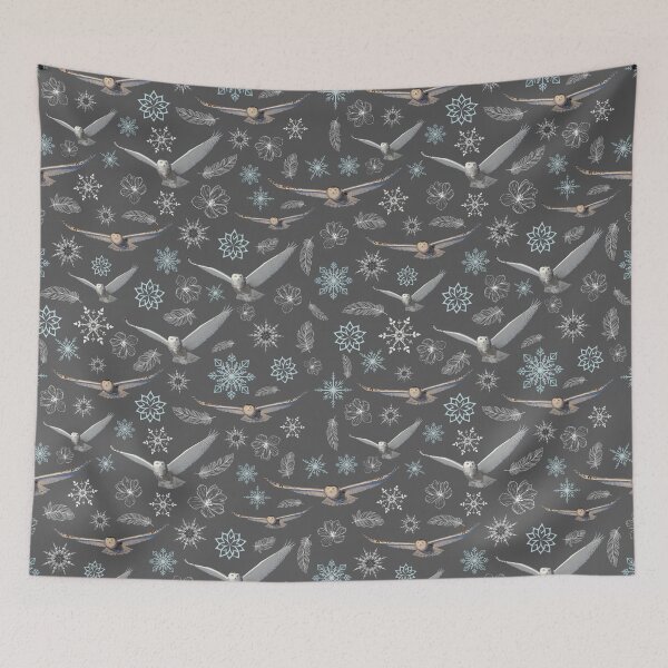 Item preview, Snowy owl pattern in grey designed and sold by locustgirl.