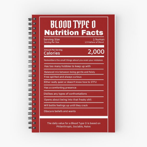 Item preview, Blood Type O Nutrition Facts designed and sold by vampedia.