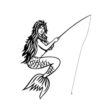 Mermaid or Siren with Fishing Rod and Reel Fly Fishing Mascot Black and  White Retro  Art Board Print for Sale by patrimonio