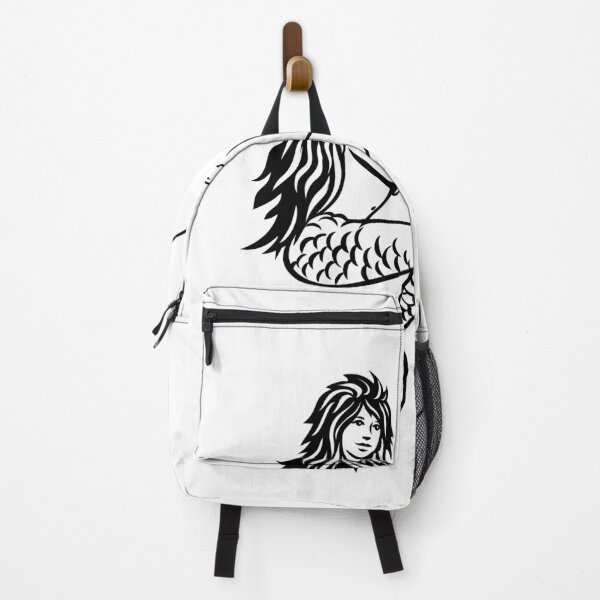 Item preview, Sirena o sirena con caña de pescar y carrete, mascota de pesca con mosca, retro en blanco y negro designed and sold by patrimonio.