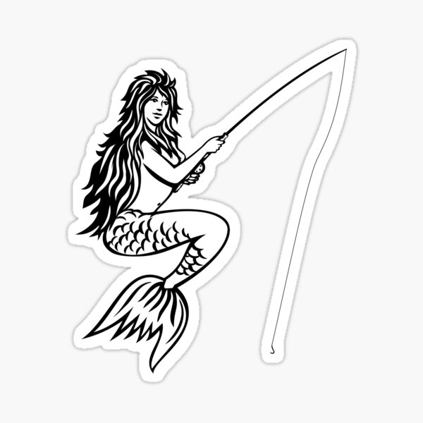 Mermaid Fishing Stickers for Sale