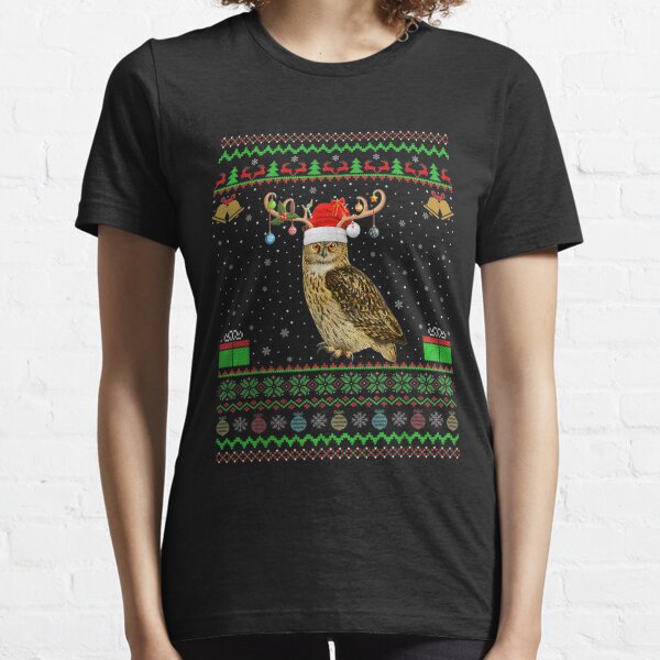  Reindeer Santa Hat Matching Ugly Barn Owl Christmas Essential T-Shirt
