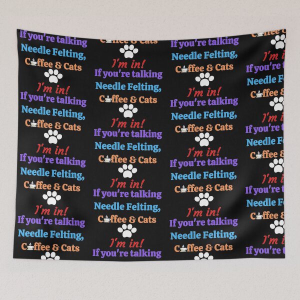 Aperçu de l'œuvre Si vous parlez, cadeau amusant de café et de chats à l'aiguille pour feutre à l'aiguille d'artisanat créée et vendue par rhodabear.