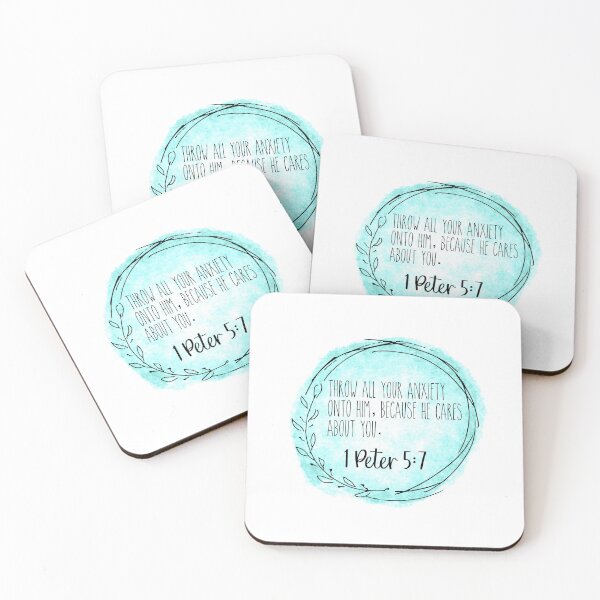 Item preview,  1 Peter 5:7 Blue Bible Verse Wreath  designed and sold by SunnyKiwiCo.