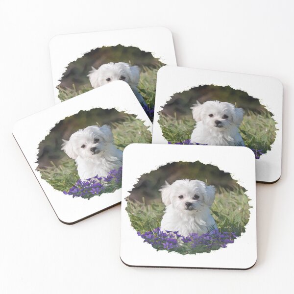 Item preview, Maltese Puppy In Purple Flowers designed and sold by Heathermarie321.