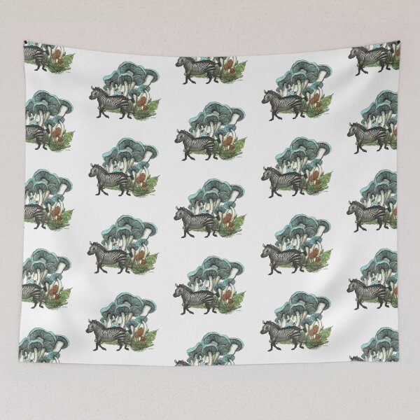 Item preview, Dancing Zebra Losts in Blue Dizzy Fungi Forest designed and sold by felissimha.
