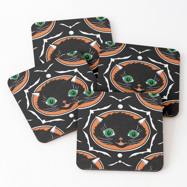 Item preview, Vintage Halloween Cat & Bats designed and sold by AuntieBionic.