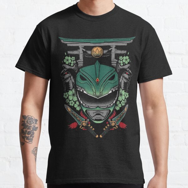 PopCultureCorner Power Rangers White-Green Ranger Face Off Official Men's T-Shirt (Heather Grey)