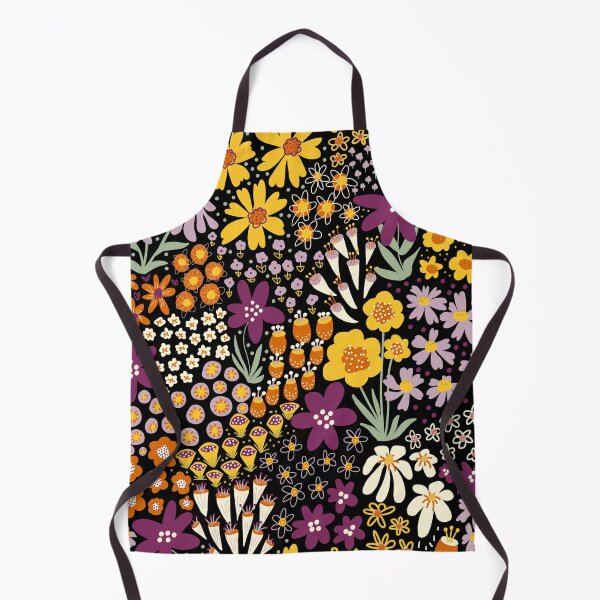 Artikelvorschau, Flower Meadow Pattern Flower Field Black Orange Yellow Purple entworfen und verkauft von Sandra Hutter.