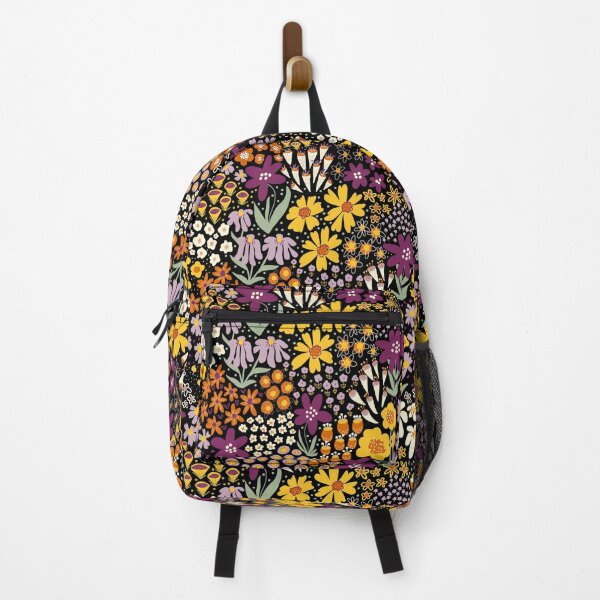 Artikelvorschau, Flower Meadow Pattern Flower Field Black Orange Yellow Purple entworfen und verkauft von Sandra Hutter.