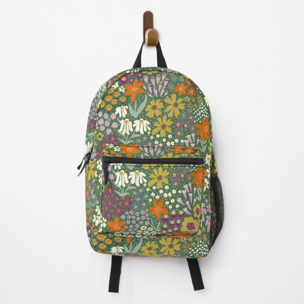 Artikelvorschau, Boho Flower Field Pattern Scandinavian Autumn Meadow Green Orange Yellow Purple entworfen und verkauft von Sandra Hutter.