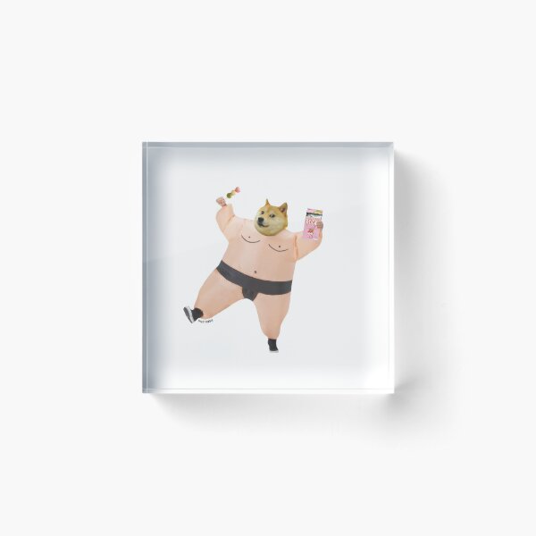 Shiba sumo eating dango and pcky by Alice Monber Acrylic Block