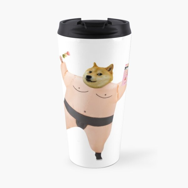 Shiba sumo eating dango and pcky by Alice Monber Travel Coffee Mug