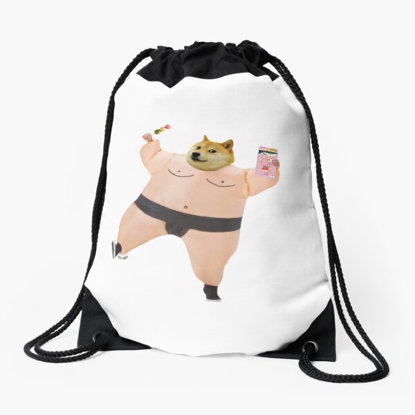 Shiba sumo eating dango and pcky by Alice Monber Drawstring Bag