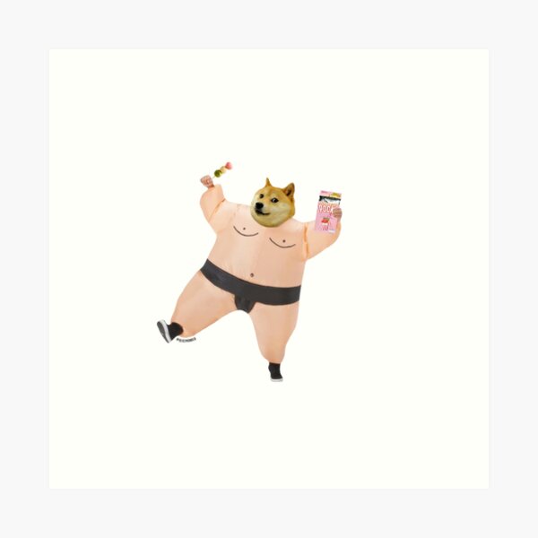 Shiba sumo eating dango and pcky by Alice Monber Art Print