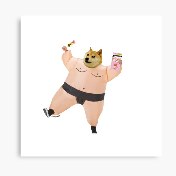 Shiba sumo eating dango and pcky by Alice Monber Canvas Print