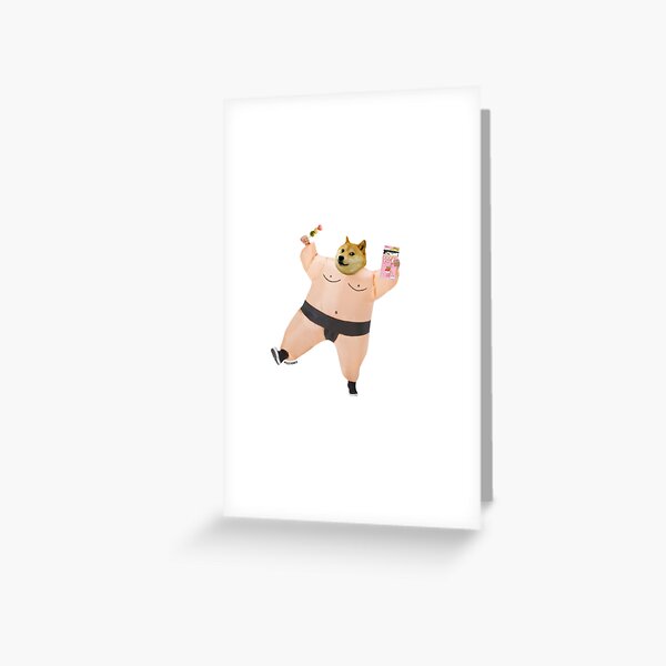 Shiba sumo eating dango and pcky by Alice Monber Greeting Card