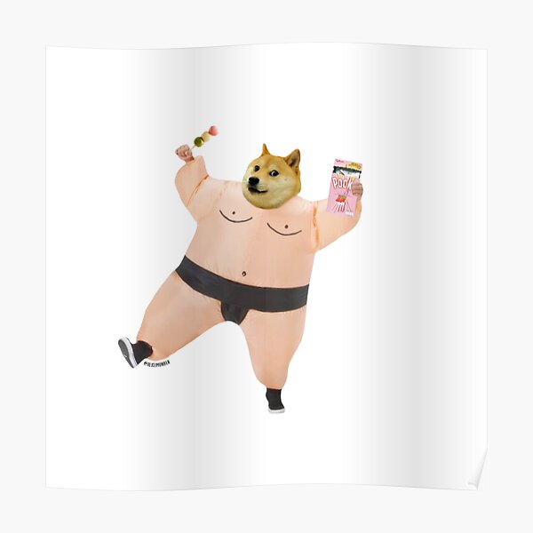 Shiba sumo eating dango and pcky by Alice Monber Poster