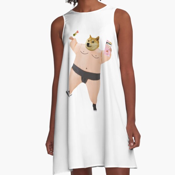 Shiba sumo eating dango and pcky by Alice Monber A-Line Dress