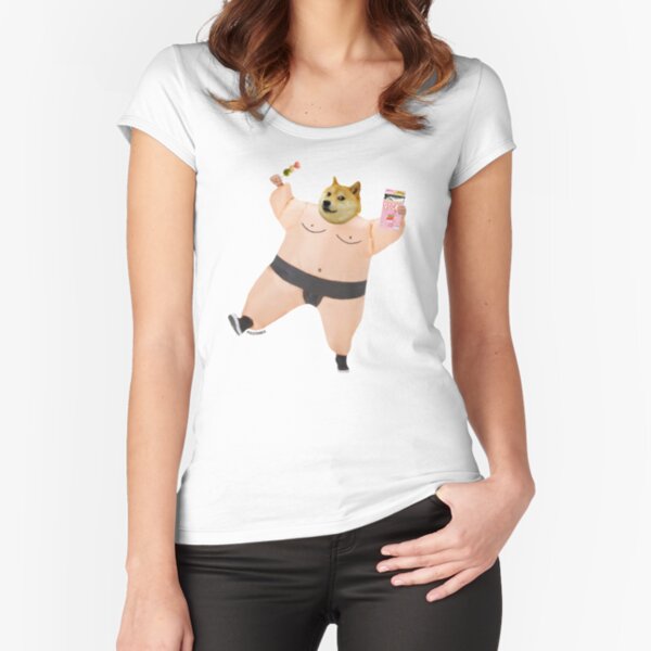 Shiba sumo eating dango and pcky by Alice Monber Fitted Scoop T-Shirt