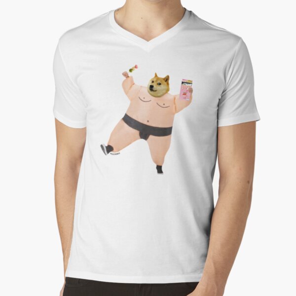 Shiba sumo eating dango and pcky by Alice Monber V-Neck T-Shirt