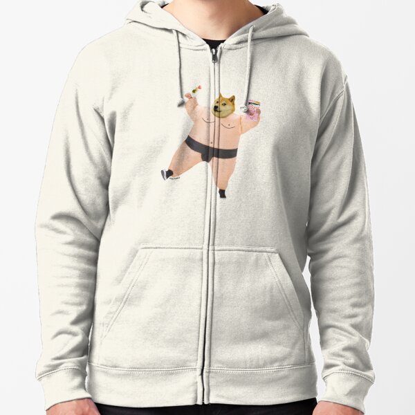 Shiba sumo eating dango and pcky by Alice Monber Zipped Hoodie