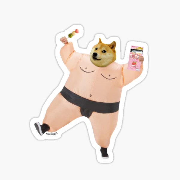 Shiba sumo eating dango and pcky by Alice Monber Sticker