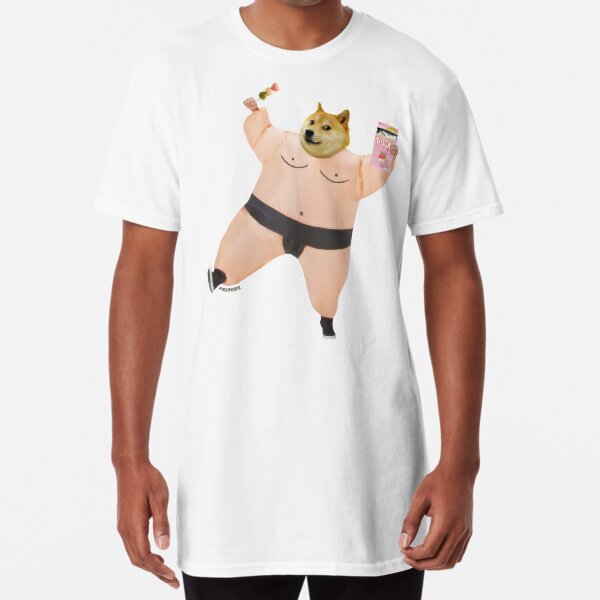 Shiba sumo eating dango and pcky by Alice Monber Long T-Shirt