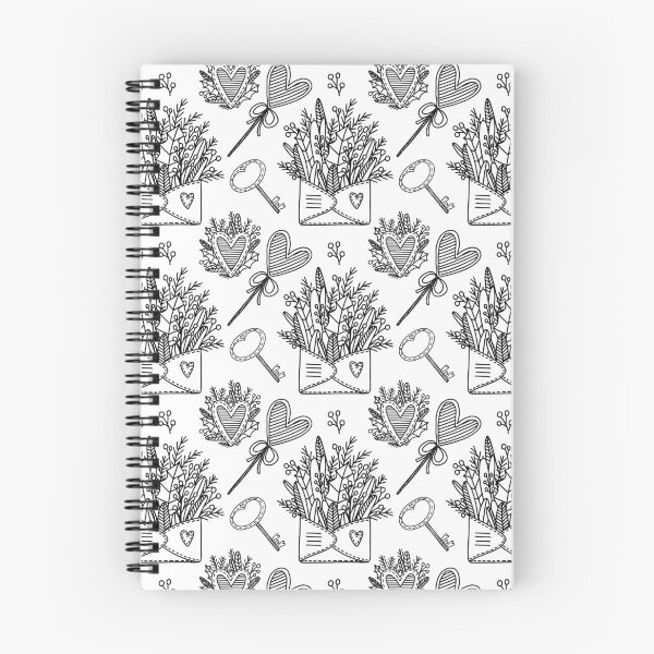 Item preview, Monochrome seamless pattern with valentines, envelopes with flowers and keys designed and sold by Kyb4ik.