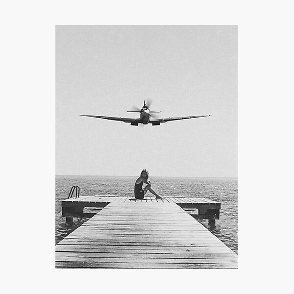 Item preview, Steady As She Goes; aircraft coming in for an island landing black and white designed and sold by bettyarneson.