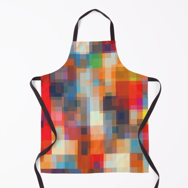 Item preview, graphic design geometric pixel square pattern abstract background in orange red pink yellow blue designed and sold by Mrvell.