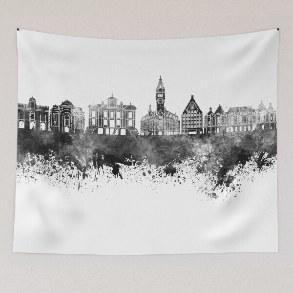 Item preview, Lille skyline in black watercolor designed and sold by paulrommer.