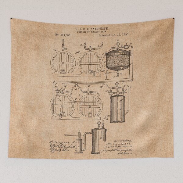 Item preview, PATENT DRAWING / 1893 - Process Of Making Beer - Vintage designed and sold by danielcoulmann.