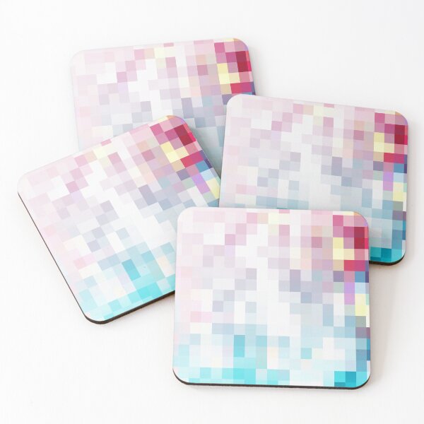 Item preview, graphic design geometric pixel square pattern abstract background in pink blue yellow designed and sold by Mrvell.