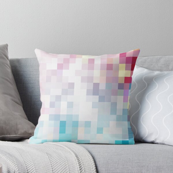 Item preview, graphic design geometric pixel square pattern abstract background in pink blue yellow designed and sold by Mrvell.