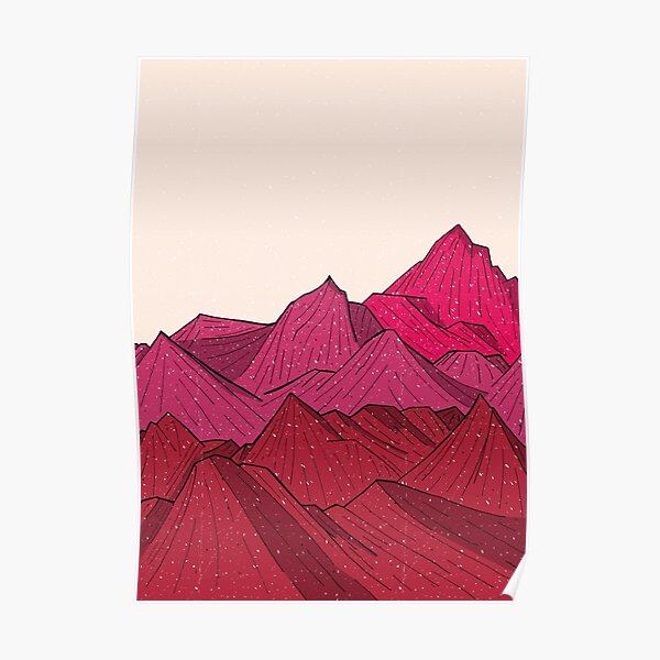 The falling snow and the mountains Poster