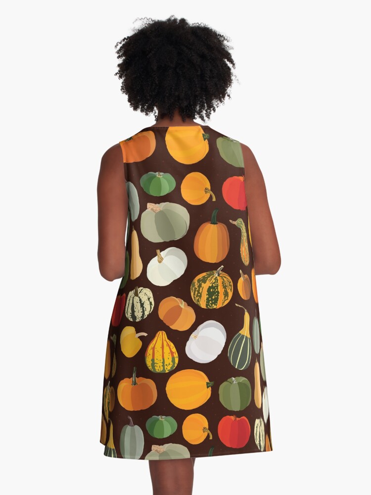 Thumbnail 3 of 4, A-Line Dress, Pumpkins designed and sold by Dorothy Leigh.
