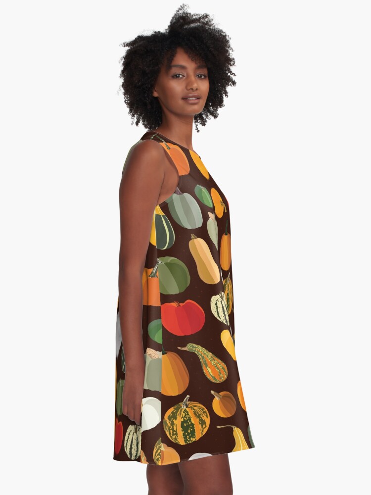 Thumbnail 2 of 4, A-Line Dress, Pumpkins designed and sold by Dorothy Leigh.