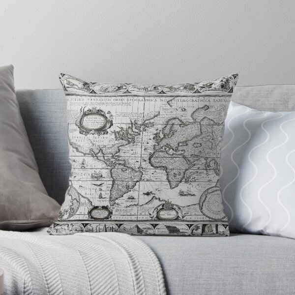 Antique Maps of the World The Americas 1628 Throw Pillow