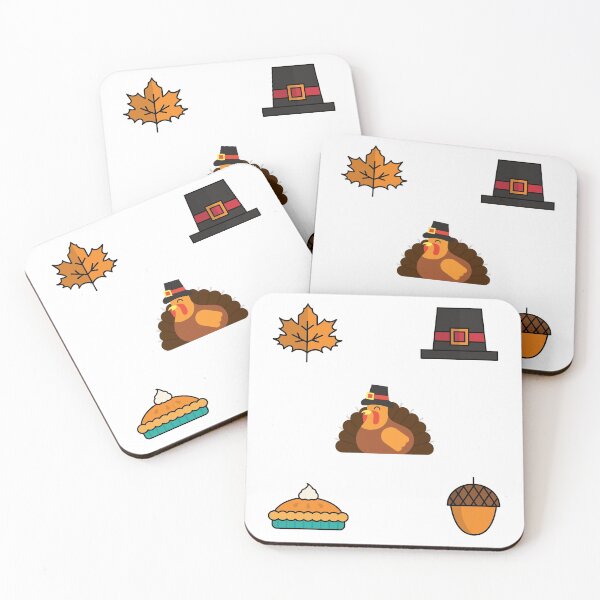 Item preview, Thanksgiving Sticker Pack (fall leaf, pilgrim hat, turkey, acorn, pumpkin pie) - Thanksgiving aesthetic during Autumn designed and sold by CaitU.