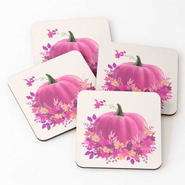 Item preview, Autumn is coming, Pink Pumpkin and autumn leaves, pumpkins, halloween, fall, autumn, orange designed and sold by Collagedream.