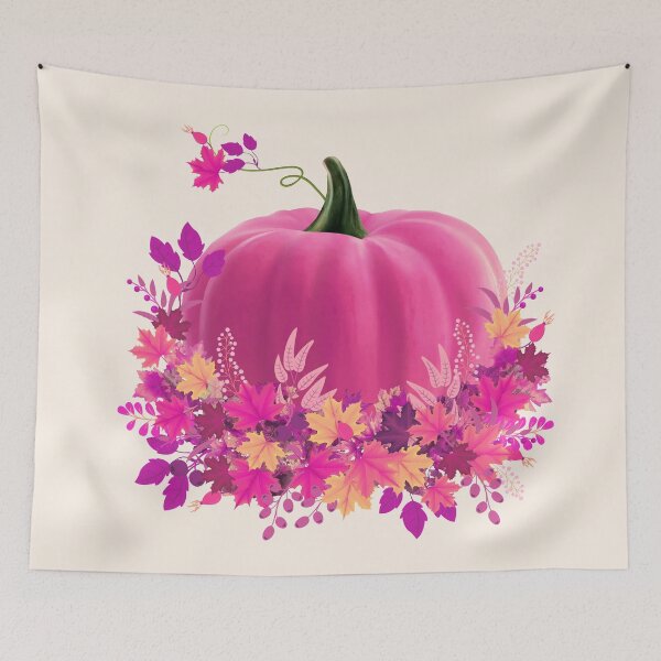 Item preview, Autumn is coming, Pink Pumpkin and autumn leaves, pumpkins, halloween, fall, autumn, orange designed and sold by Collagedream.